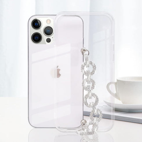 Bonitec Clear Bracelet Case Compatible with iPhone 12 Pro Max, 3D Glitter Sparkle Bling Strap, Luxury Protective Cover