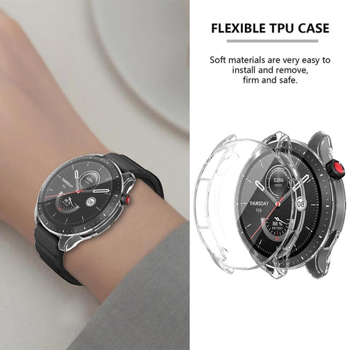 Screen Protector Case for Amazfit GTR 4 Smartwatch, 2-Pack Soft TPU Full Protective Face Cover, Black