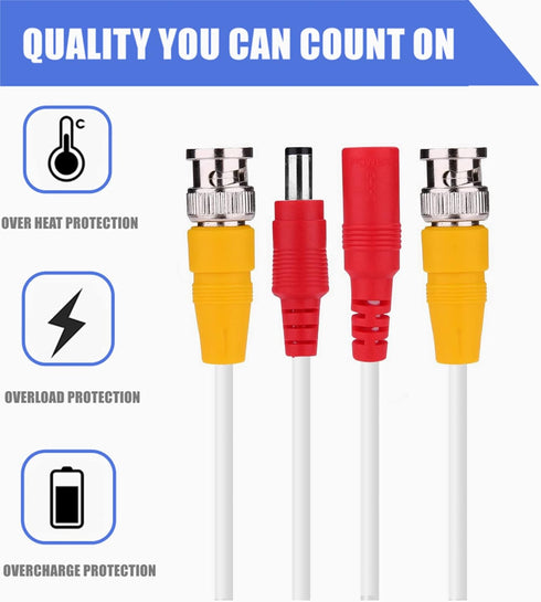 150ft White BNC Video Power Siamese Cable for CCTV Systems