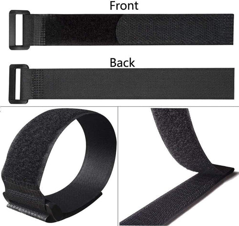 25pcs Black Reusable Fastening Cable Straps, Hook and Loop Cable Tie Down Straps (1" x 18")
