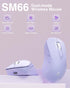 SM66 Purple Silent Dual Mode Wireless Mouse for Laptop, Adjustable 4800 DPI,Rechargeable Computer Mouse for Bluetooth and Wireless Connection