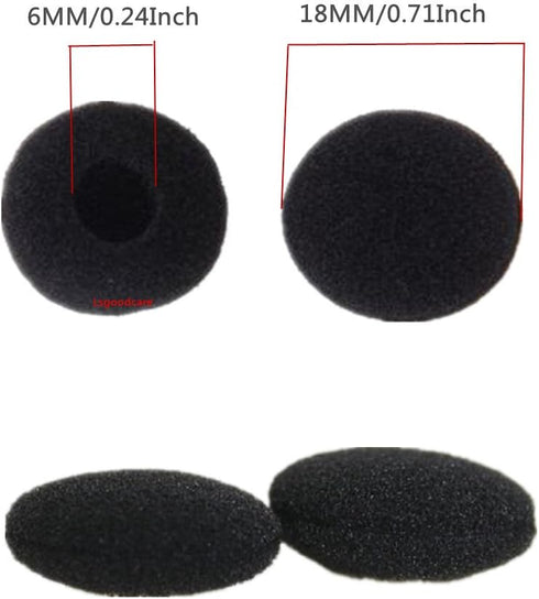 Lsgoodcare 100 Pack Replacement Ear Foam for 18mm Earpiece Headphone Two Way Radio Walkie Talkie Headset