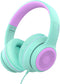 A8 Kids Headphones with Microphone, Lightweight Folding Stereo Bass Headphones, Portable Wired for Smartphone/Tablet