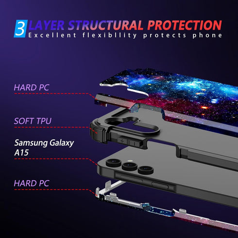 Miqala Galaxy A15 5G Case, Blue Glow in The Dark Heavy Duty Shockproof Full Body Protection