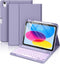 Hamile for iPad 10th Generation Case with Wireless Keyboard, 7 Colors Backlit Detachable Folio Cover - Lavender