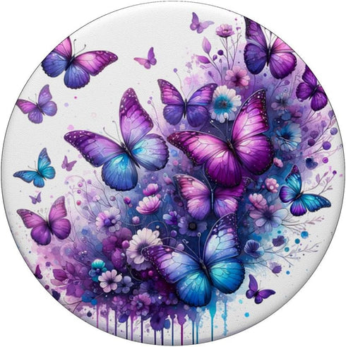 Purple Butterfly Aesthetic Cute Butterflies PopSockets Standard PopGrip for Girls