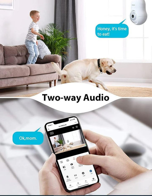 LaView 4MP Bulb Security Camera, 2.4GHz, 360° 2K Wireless Outdoor Indoor with Motion Detection and Audible Alarm