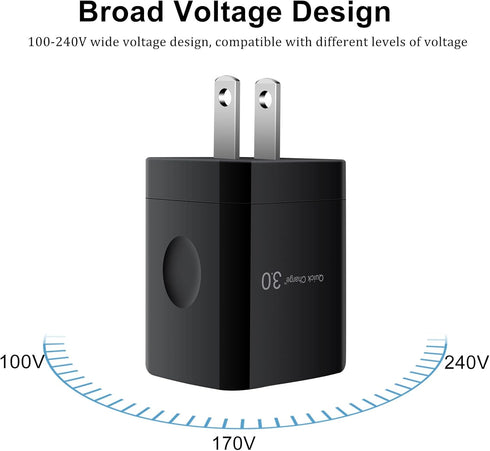 Quick Charge 3.0 Fast Charger for LG Velvet 5G, LG Stylo 4 5 6, G5 G6 G7 G8 G8X V20 V30 V40 V50 ThinQ