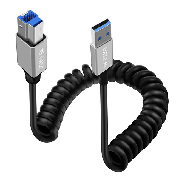 Coiled Printer Cable USB B to USB A Super USB 3.0 Type