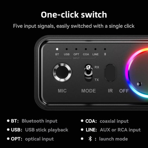 Upgraded M18 Bluetooth 5.3 Audio Receiver Transmitter for Home Stereo TV, HiFi Wireless Low Latency Adapter