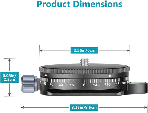 Neewer Panoramic Panning Base with Style Plate, 3/8-inch Screw Aluminum Alloy Panorama Ball Tripod Head, Load Capacity