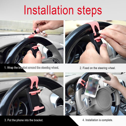 Car Steering Wheel Phone Mount, Steering Wheel Smartphone Mount, Portable Steering Wheel Phone Holder Mount Clip for