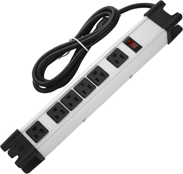 Heavy Duty Surge Protector, 6 Outlet Industrial Power Strip, 15A, Metal Power Strip with 6FT Cord, 1200 Joules ETL