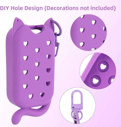 Penitue 1oz/30ml, 60-Degree Hand Sanitizer Spray Case for Power Mist/Glow Mist Cute Cat Silicone Hand Spray Bottle Case