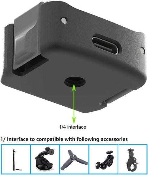 Type-C Charging Base Adapter with 1/4 Screw for DJI Osmo Pocket 3 Action Camera Mounting Accessories