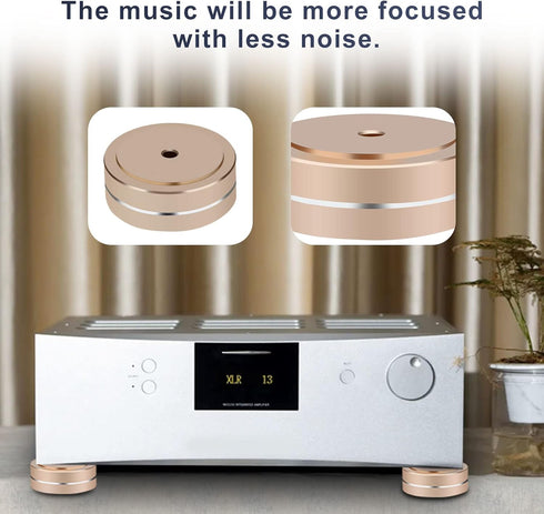 Monosaudio Speaker Isolation Feet 4 Pcs 40x15mm Aluminum Feet with Non-Slip Rubber Rings for Audio Equipment
