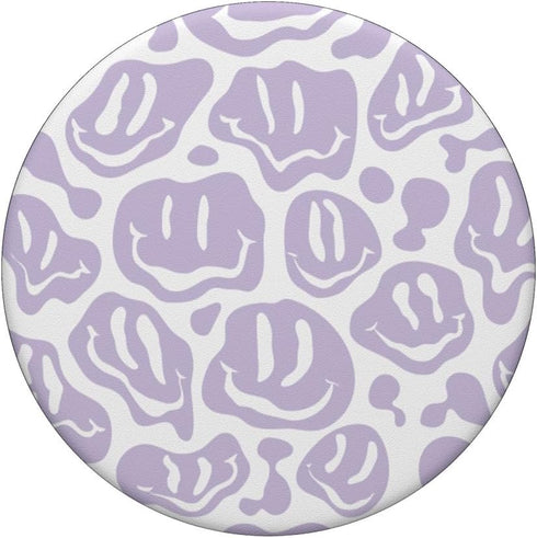 Light Pastel Purple White Dripping Smile Face PopSockets Standard PopGrip
