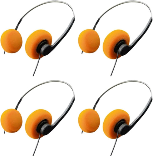 4Pcs Orange Retro Over-Ear Headphones, Vintage Feelings, Hi-Fi Stereo Earphone Headset for Most Mobile Devices