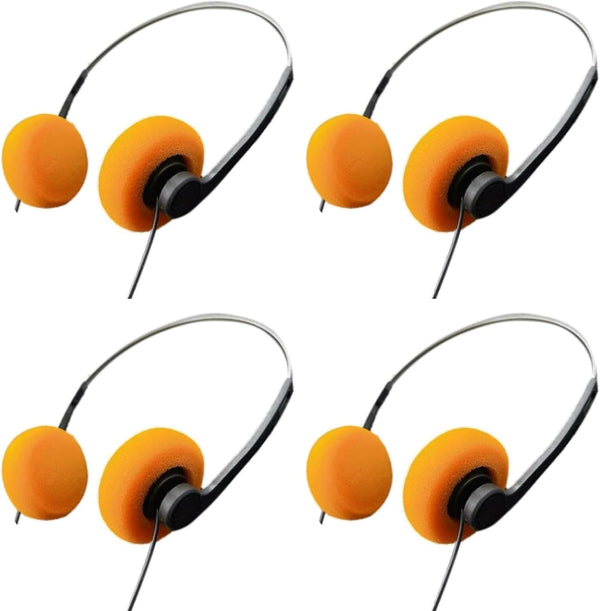 4Pcs Orange Retro Over-Ear Headphones, Vintage Feelings, Hi-Fi Stereo Earphone Headset for Most Mobile Devices