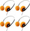 4Pcs Orange Retro Over-Ear Headphones, Vintage Feelings, Hi-Fi Stereo Earphone Headset for Most Mobile Devices
