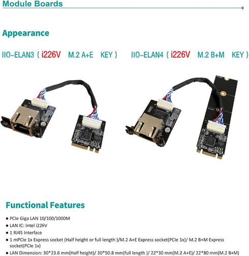 youyeetoo M.2 2.5 X1X86 i226 2.5G Card10/100/1000/2500 RJ45 2230 A E Key to Gigabit Ethernet,Support SBC, Intel