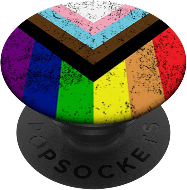LGBT-Q Black Pride Rainbow Flag, African American BLM Gift PopSockets Swappable PopGrip