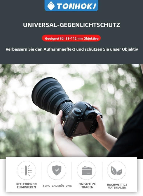 TONHOKJ Set) Universal Len-s Folding Hood Anti-Reflective Silicone Hood for DSLR Camera Photography Equipment