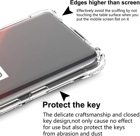 Osophter Clear Transparent Case for Oneplus 7T Pro - Reinforced Corners TPU Shock-Absorption Flexible Cell Phone Cover