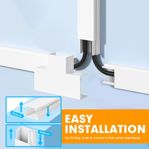 RAZCC Cord Hider, 315 Inch Cable Cover Raceway Kit for Cable Management, 20 Pack Wire Hider, White