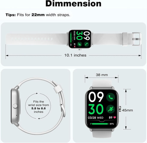 Fitpolo Smart Watch for Men Women, 1.8” Touchscreen, Bluetooth Call, Alexa Built-in, IP68 Waterproof Fitness Tracker