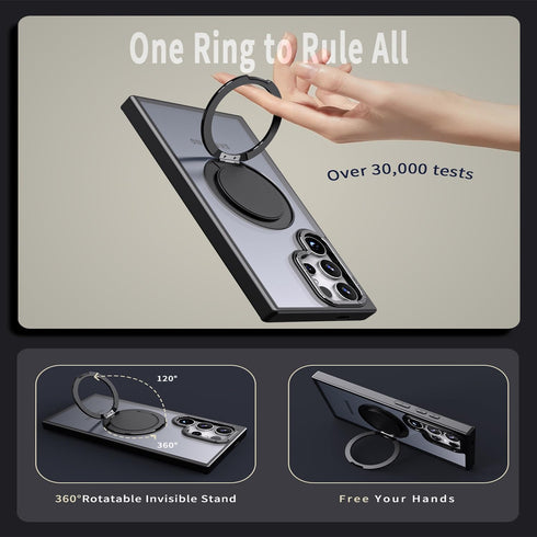 Magnetic Ring Case for Samsung Galaxy S22 Ultra/S23 Ultra, Shockproof Protection with 360° Rotatable Ring Stand