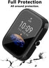 Screen Protector for Amazfit Bip 3/Bip 3 Pro Smartwatch, 2-Pack Hard PC Bumper Full Face Cover Accessories (Black)