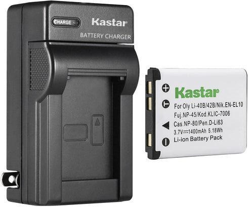 Kastar 1-Pack CNP80 Battery and AC Wall Charger Replacement for Casio Exilim EX-N10, EX-N20, and More