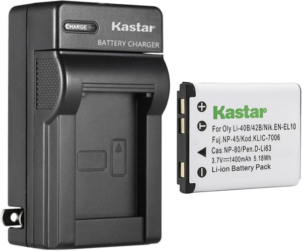 Kastar 1-Pack CNP80 Battery and AC Wall Charger Replacement for Casio Exilim EX-N10, EX-N20, and More