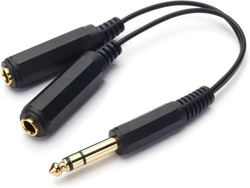 SiYear 6.35mm 1/4 inch Male Plug Stereo to 2 Dual 1/4 "TRS Female Jack Connector | Audio Speaker Cable, Y Splitter