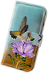 Hummingbird Purple Flower Leather Flip Case for Galaxy A12, Wallet Cover with Card Slot Holder and Kickstand