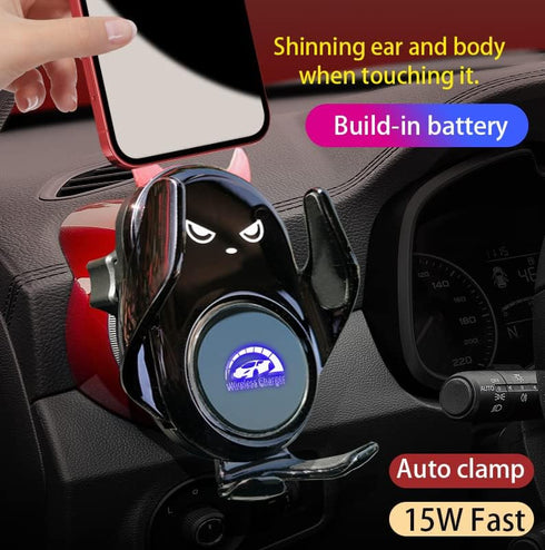 Car Phone Holder Mount with Wireless Charging, Auto Clamping, Rotatable Vent Clip for iPhone and Samsung