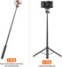 VRIG TP16 Camera Tripod - 55 inch Extendable Phone Selfie Stick Stand with 2 in 1 Phone Clip, 360° Ball Head