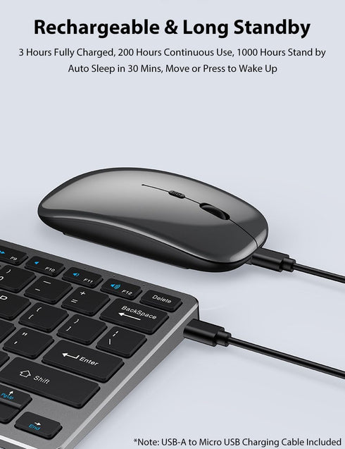 Wireless Keyboard and Mouse for Mac, 2.4G/Bluetooth Combo Ultra Slim Compact 78 Keys Rechargeable Low Profile Set