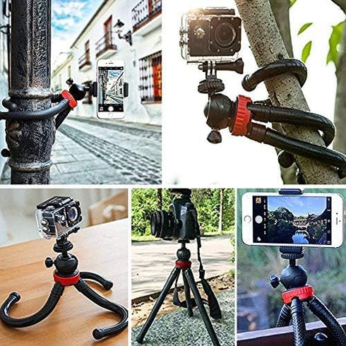 AceTaken 12'' H6 H5 H4n H2n H1n Flexible Tripod Stand for Zoom Recorder - Black+red