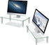 VSAR House 2Pcs, 15L x9.45W x3.75H Inches Tempered Glass Monitor Riser with Height Adjustable, Clear Computer Monitor