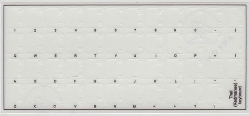 Online-Welcome Thai Keyboard Stickers, Transparent White Lettering for Laptops, PCs