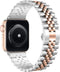 Wolait Compatible with Apple Watch Ultra 2 Band 49mm 46mm 45mm 44mm 42mm, Silver/Rose Gold Stainless Steel Heavy Band