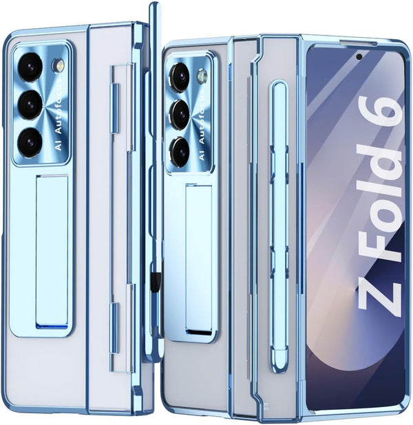 Rugged Full Body Protective Case for Samsung Galaxy Z Fold 6, with Pen & Screen Protector, Camera Lens Cover - Blue