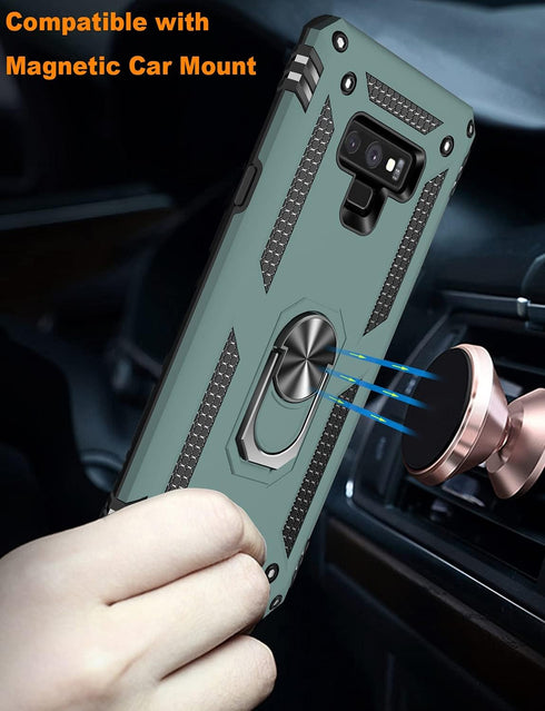 IKAZZ Case for Galaxy Note 9, Military Grade Shockproof Heavy Duty Phone Cover with Magnetic Kickstand