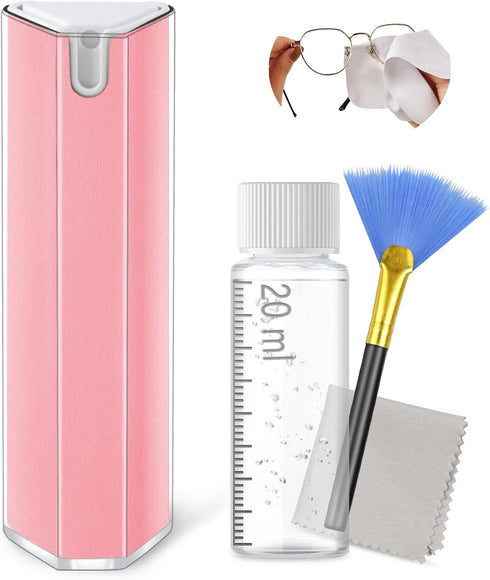 Screen Cleaner, Touchscreen Cleaner for Mobile Phone Tablet Mac, with 20ml Refill, Brush & Wipe Tool - Pink