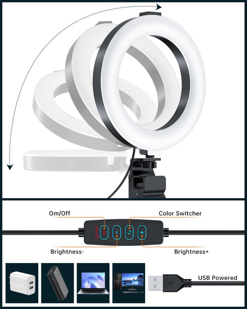 WINDESHI Ring Light for Computer Video Conference - Webcam Light for Monitor Clip On Remote Working Distance Learning