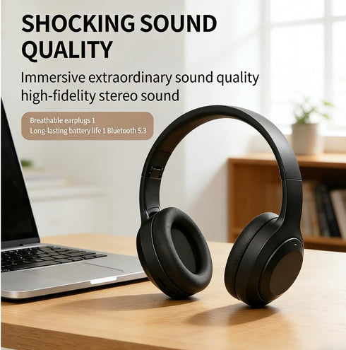 HQYWDSMQE 5.4 Headset Wireless Bluetooth Headphones Over Ear ,Noise Reduction Wireless Headphones with Microphone/Deep