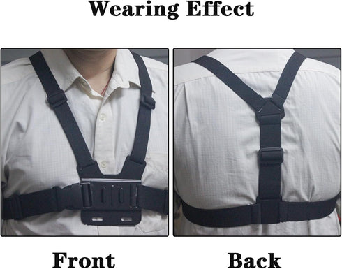 Adjustable Mobile Phone Chest Strap Harness Mount, Black, Compatible with GoPro Hero, iPhone, DJI Osmo Action Cameras