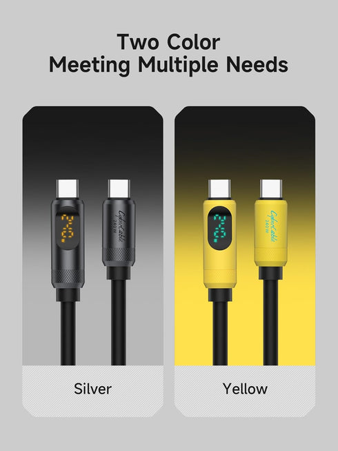 Hagibis USB C Cable, LED Display Silicone 240W Fast Charging Cable for iPhone 15/15 Pro Max, 3.3FT